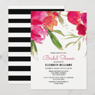 Invitación Agua romántica Fuchsia Floral Bridal Shower