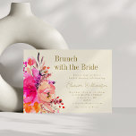 Invitación Agua rosa caliente Floral Bridal Ducha Brunch<br><div class="desc">Brunch con Novia Moderno Rosa y acuarela dorada Floral Simple Bridal Shower Invitación</div>