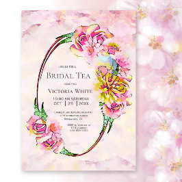 Invitación Agua rosa Floral Té de novia