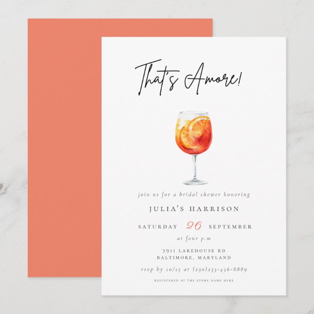 Invitación Agua rosa que es más ducha de novia Spritz (Anverso / Reverso)