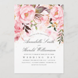 Invitación Agua rosa Rubor | Boda Floral Elegante