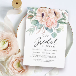 Invitación Agua rosa y beige Floral Bridal