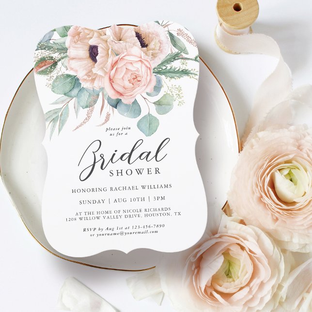 Invitación Agua rosa y beige Floral Bridal (Available in both printed and digital formats!)
