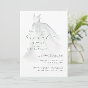Invitación Agua suave Boda verde suave Vestido de novia ducha