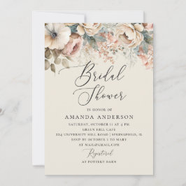 Invitación Agua suave boho floral boda ducha de novia