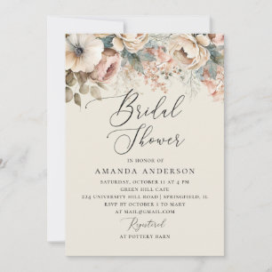 Invitación Agua suave boho floral boda ducha de novia