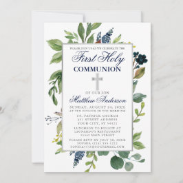 Invitación Agua verde azul Primera Santa Comunión