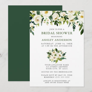Invitación Agua Verde Floral Elegante Ducha Bridal