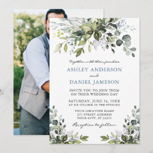 Invitación Agua verde foto Boda azul turbio