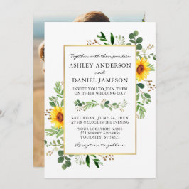 Invitación Agua verde girasoles foto Boda de fondo