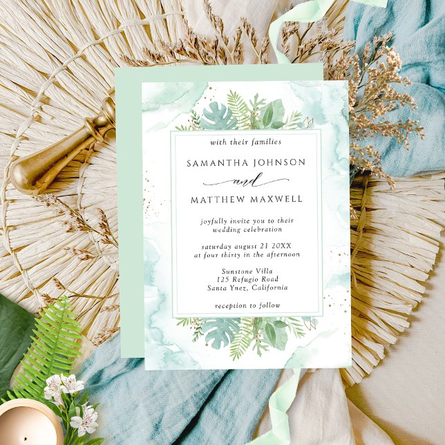 Invitación Agua verde y azul con Boda verde (Subido por el creador)