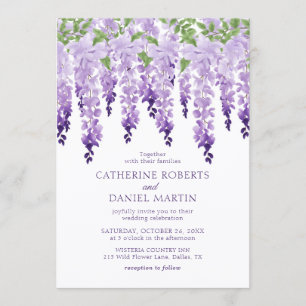 Invitación Agua Wisteria Boda Floral Purple Lilac