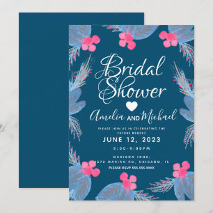 Invitación Aguabendición de boda acuarela de flor de nochebue