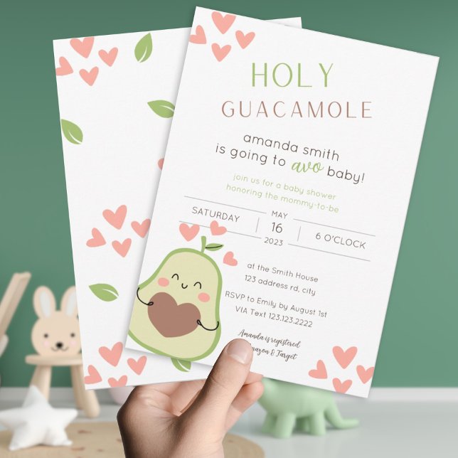 Invitación Aguacate Baby Shower, niña bebé (Subido por el creador)