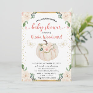 Invitación Aguacate floral rosa y crema para baby shower