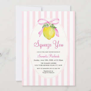 Invitación Aguacate Limón Rosa Exprimirte Fiesta de Bebé