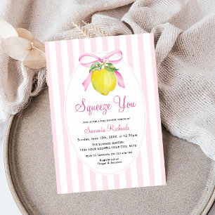 Invitación Aguacate Limón Rosa Exprimirte Fiesta de Bebé