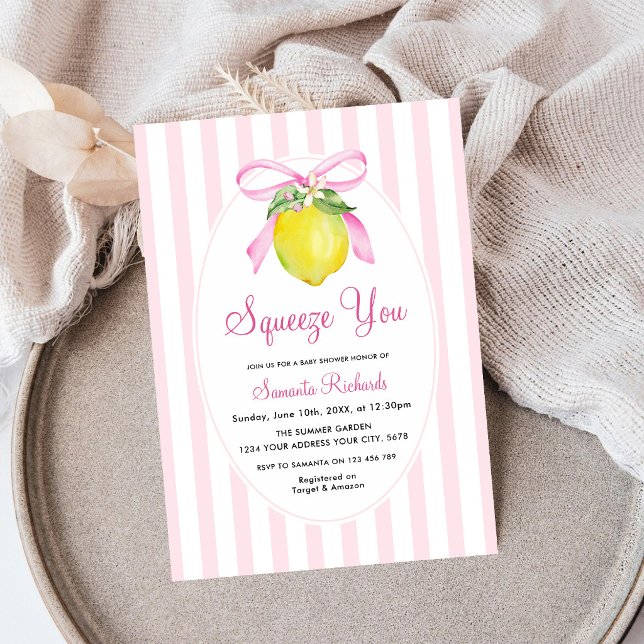 Invitación Aguacate Limón Rosa Exprimirte Fiesta de Bebé (Subido por el creador)