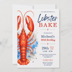 Invitación Aguada al pastel Langosta al horno Cumpleaños 40