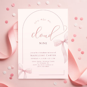 Invitación Aguada de acuarela lazo rosa copo de nieve Baby Sh