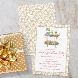 Invitación Aguada de Año Nuevo Carrito de Bar de Champán Fies