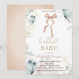 Invitación Aguada de arcoíris azul mariposa puntos Baby Showe