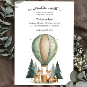 Invitación Aguada de bosque ciervo y zorro Boho Baby Shower