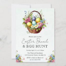 Invitación Aguada de flores de primavera cesta de Pascua brun