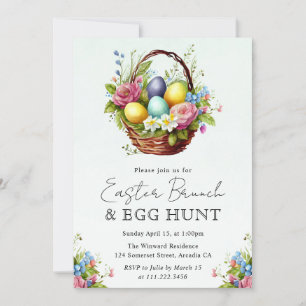 Invitación Aguada de flores de primavera cesta de Pascua brun