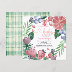 Invitación Aguada de Frutas de Arándanos Cuadros Dulces Baby