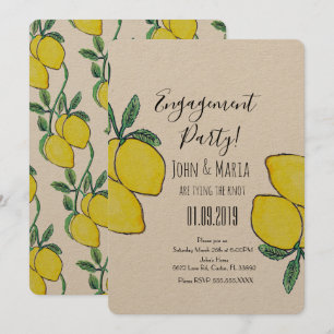 Invitación Aguada de limón con enredadera verde para compromi