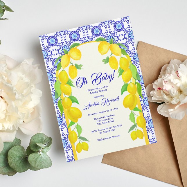 Invitación Aguada de limones Positano Amalfi Azulejo Baby Sho (Subido por el creador)