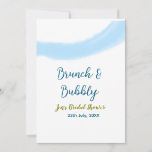 Invitación Aguada dorada azul burbujeante y nupcial brunch sh