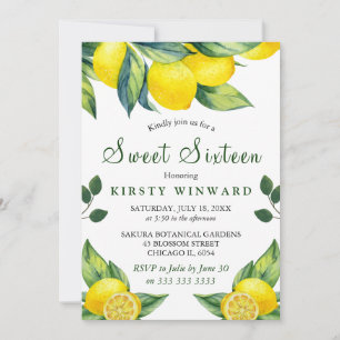 Invitación Aguada floral de limón Dulces 16