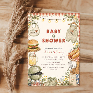 Invitación Aguada para Baby Q BBQ para Parejas de Baby Shower