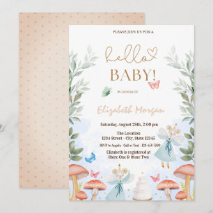 Invitación Aguadas Hongos Mariposas Lunares Shower de Bebe 