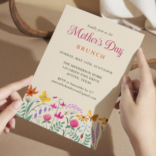 Invitación Aguamarina Acuarela Flores Silvestres Desayuno Día