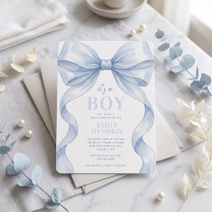 Invitación Aguamarina Arco de Acuarela para Baby Shower de Ni