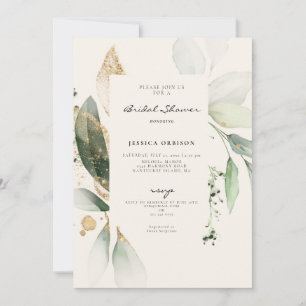 Invitación Aguamarina Botánica Acuarela Desayuno de Novia Cre