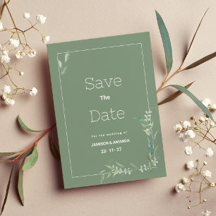 Invitación Aguamarina botánica acuarela Save The Date