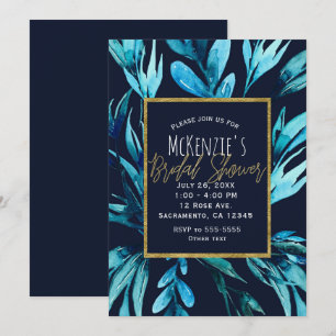 Invitación Aguamarina Botánica Glam Al Descubierto Bridal Sho