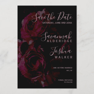 Invitación Aguamarina con Floral Negro para Boda Save the Dat