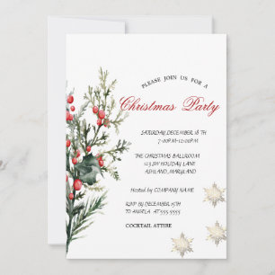 Invitación Aguamarina de acebo y vegetación Empresa de Navida