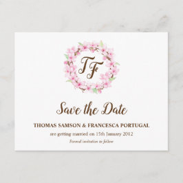 Invitación Aguamarina de Flor de Cerezo para Boda Save the Da