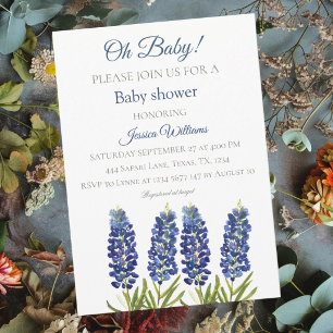 Invitación Aguamarina de Lupinos Pintura en Acuarela Niño de 