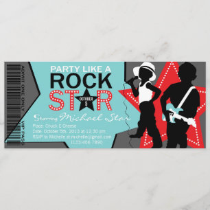 Invitación Aguamarina del cumpleaños de la banda del muchacho