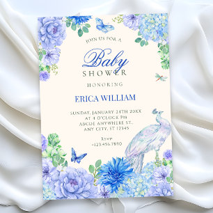 Invitación Aguamarina florecimiento floral de acuarela para b