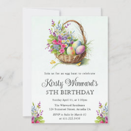 Invitación Aguamarina Flores de Primavera Canasta de Pascua C