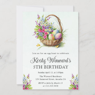 Invitación Aguamarina Flores de Primavera Canasta de Pascua C