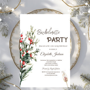 Invitación Aguamarina Holly Berry Greenery Despedida de solte